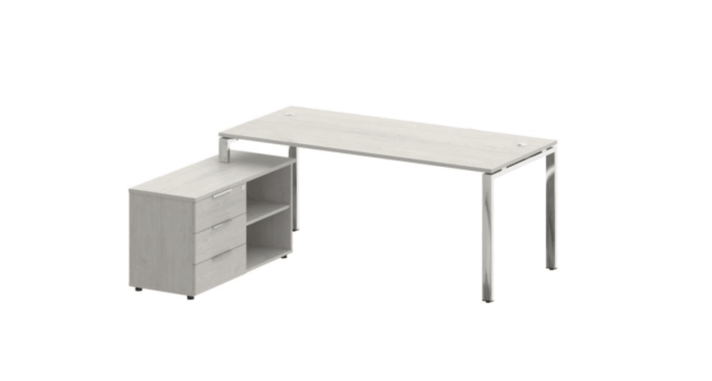 Стол рабочий руководителя с опорной тумбой левый/правый (опоры нерж.сталь)