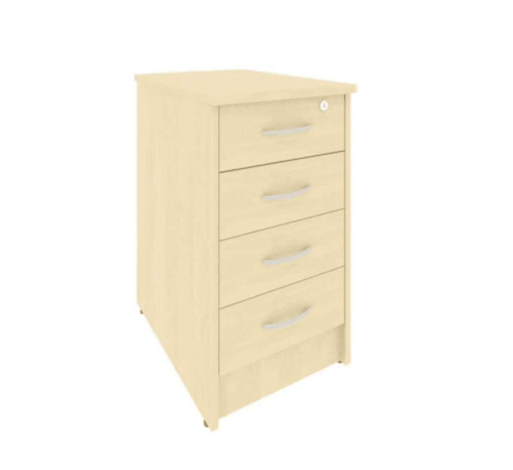 Тумба приставная с фолдингом (4 ящика, с замком) 600