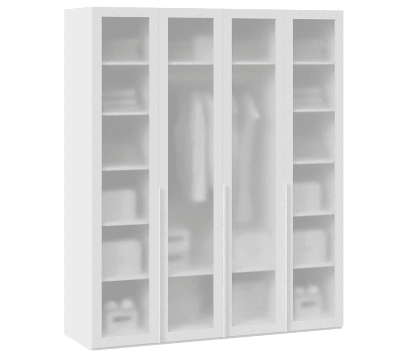 Шкаф для одежды - 4 стеклянные двери сатин (глубина 58)