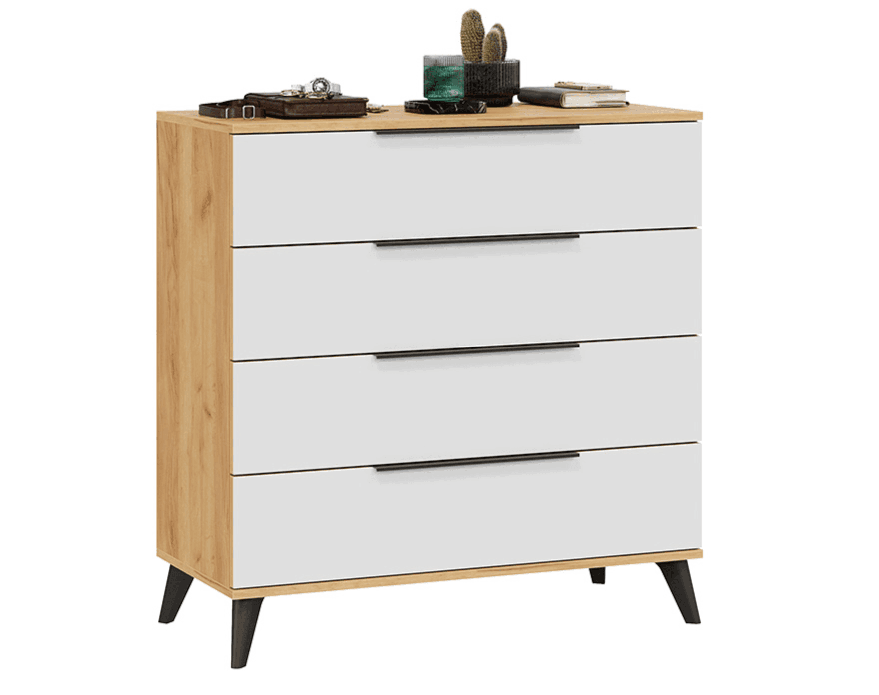 Комод - 4 ящика с опорами черный матовый