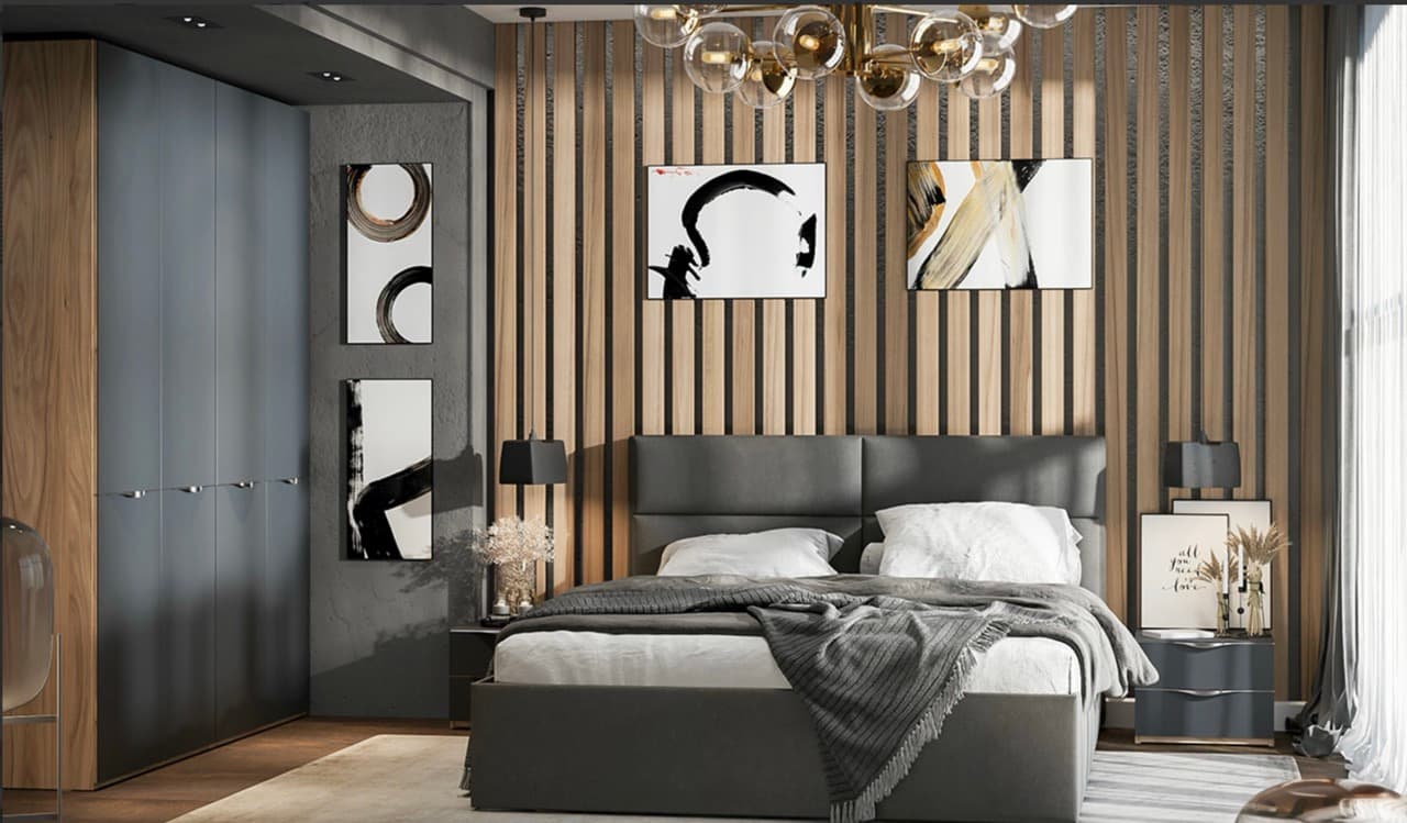 Спальня Глосс графит матовый