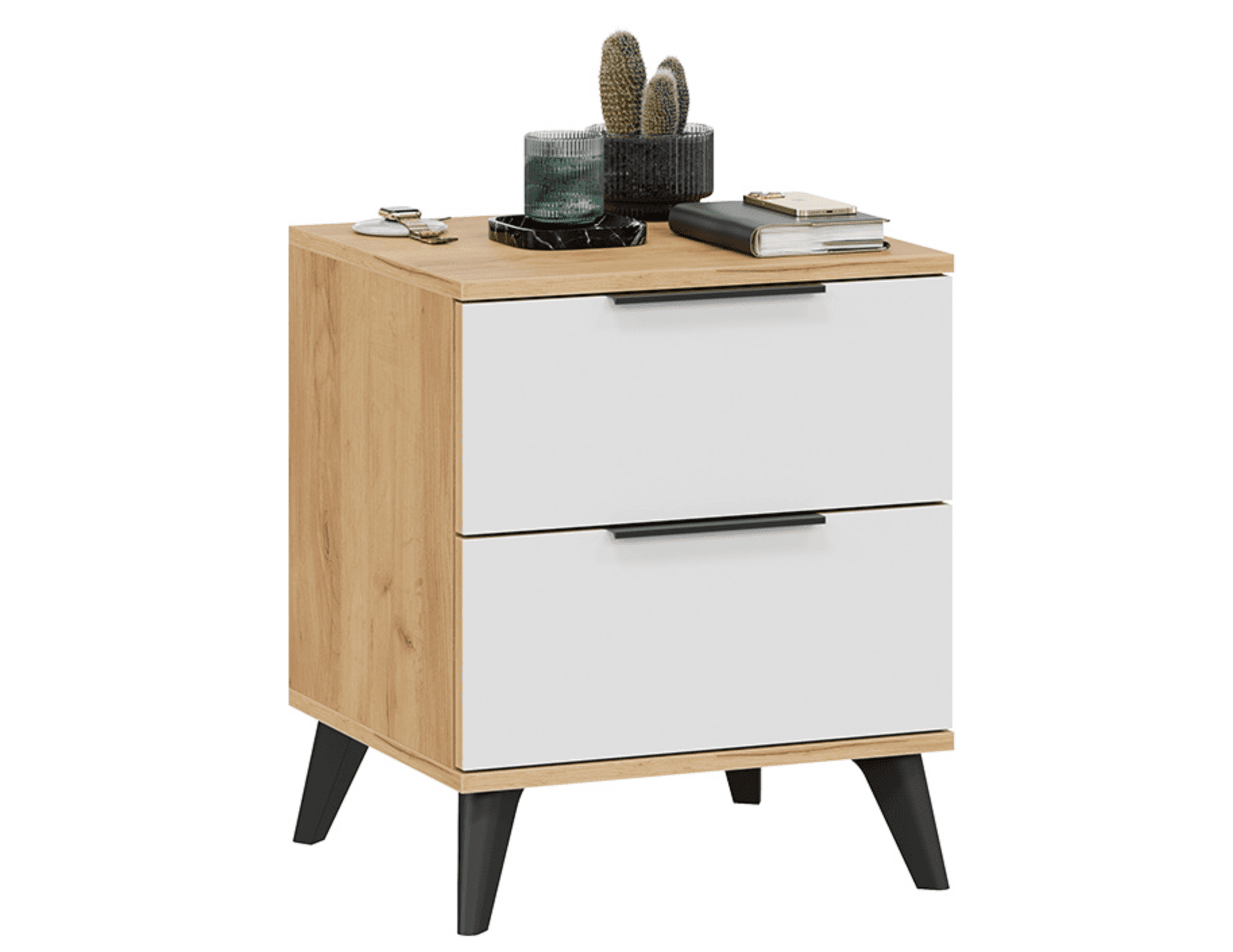 Тумба прикроватная с опорами - черный матовый