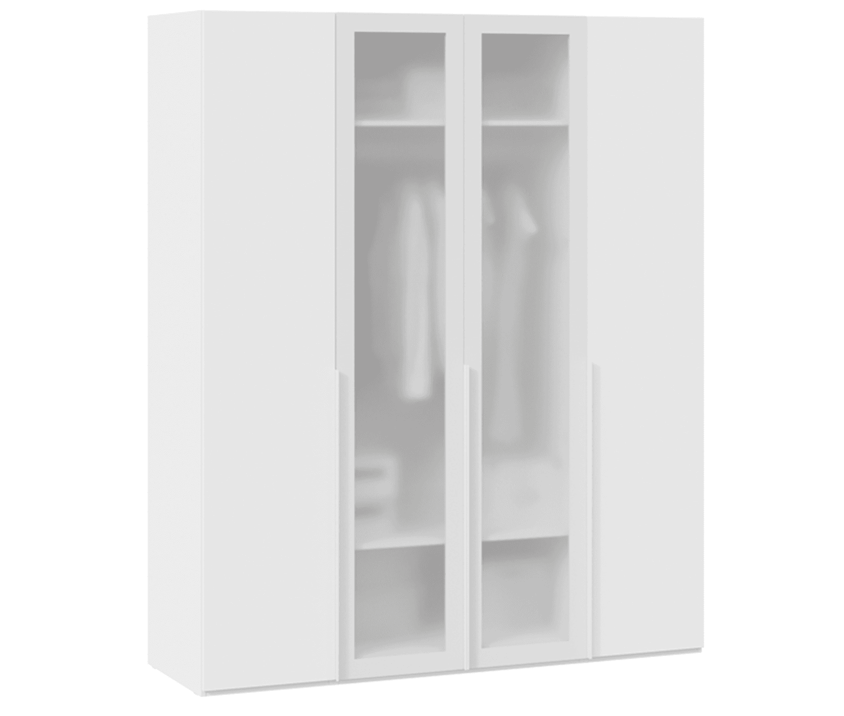 Шкаф для одежды - 2 двери закрытые/2 двери стекло сатин (глубина 58)