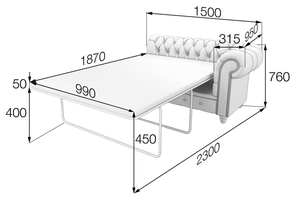Модуль 2-местный раскладной левый